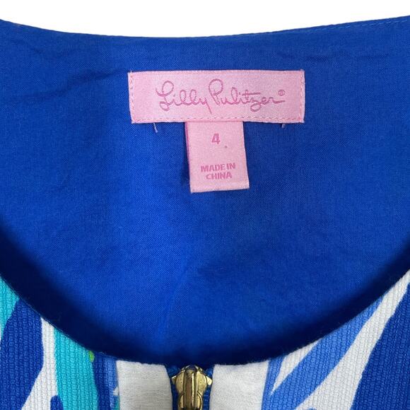 Lilly Pulitzer Penelope Shift Dress 4 Blue Crush Bamboo Sleeveless Mini Preppy - Picture 6 of 8